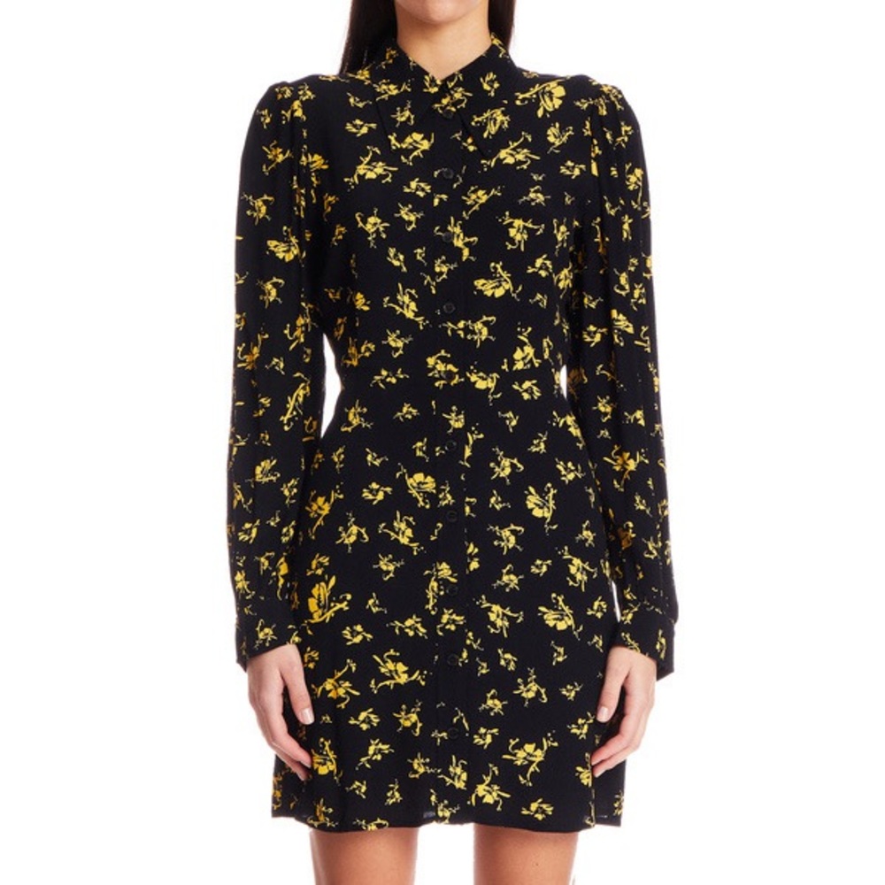 Ganni Floral Print Crepe Long Sleeve Dress - Picture 2 of 10